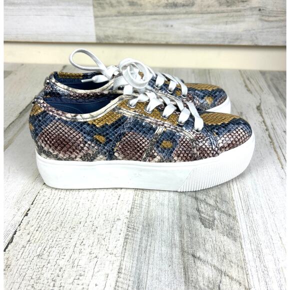 Steve Madden Women’s 6.5 Emmi Platform Leather Multicolor Snakeskin Sneakers NEW - Picture 4 of 9
